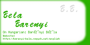 bela barenyi business card